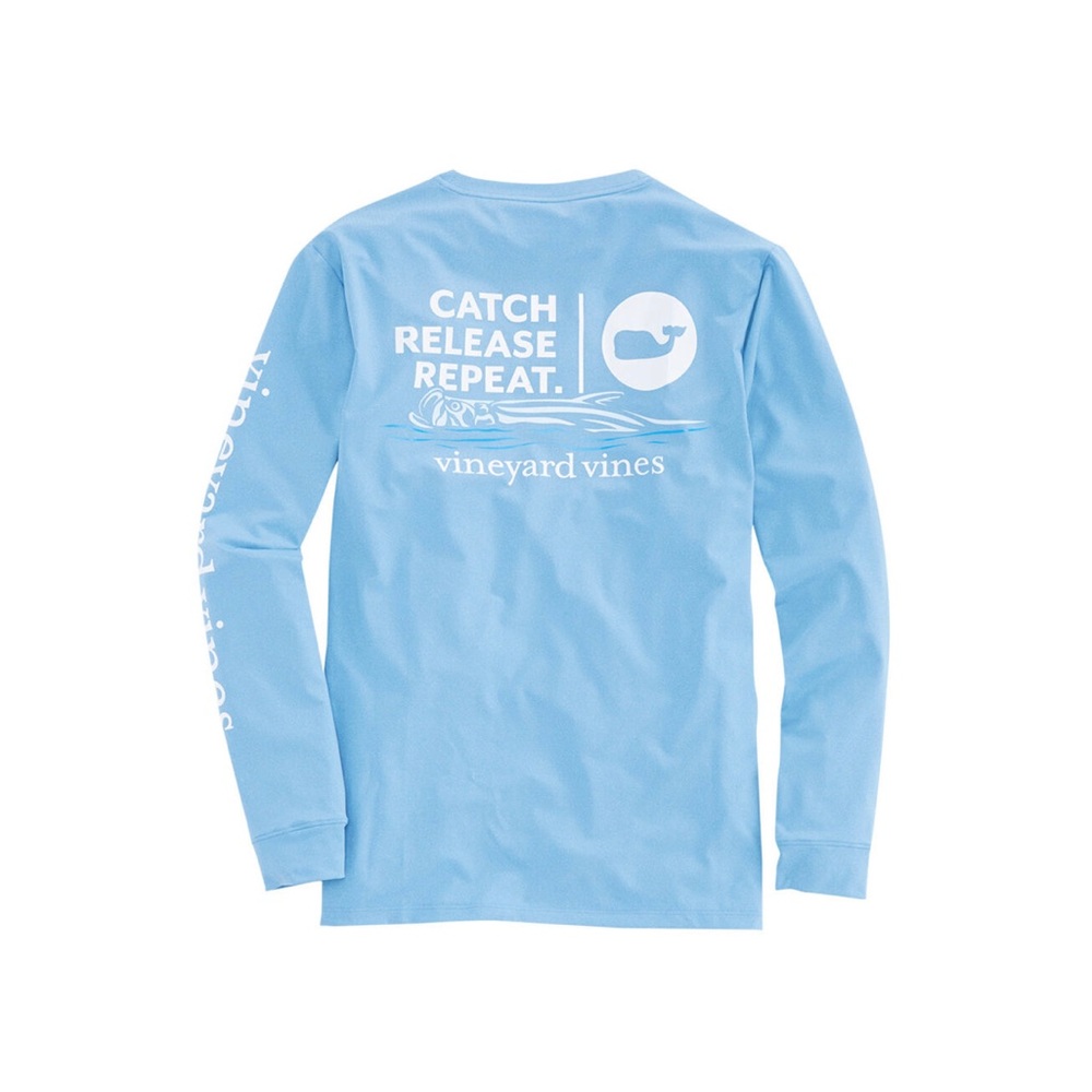 Vineyard Vines Men’s Long-Sleeve Performance “Catch, Release, Repeat” Shirt